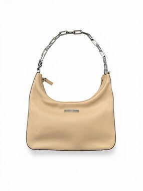Gucci: Vintage Beige Leather Hobo Bag w/ Chain Link Strap AUTHENTIC